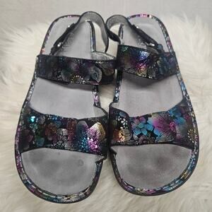 Alegria Verona Liberty Love metallic floral straps sling back sandals